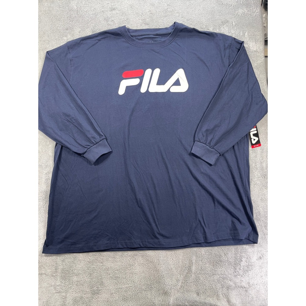 Fila Long Sleeve T-Shirt Mens 6XL Blue Big & Tall Graphic Logo Cotton Crew Neck